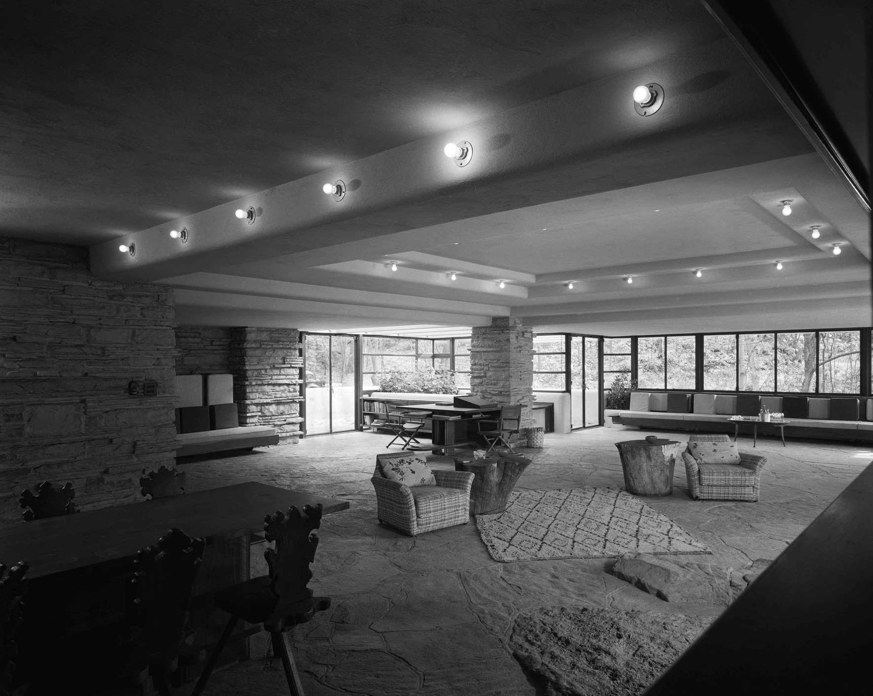 Interior view of Fallingwater / Getty Images Interior view of Fallingwater / Getty Images