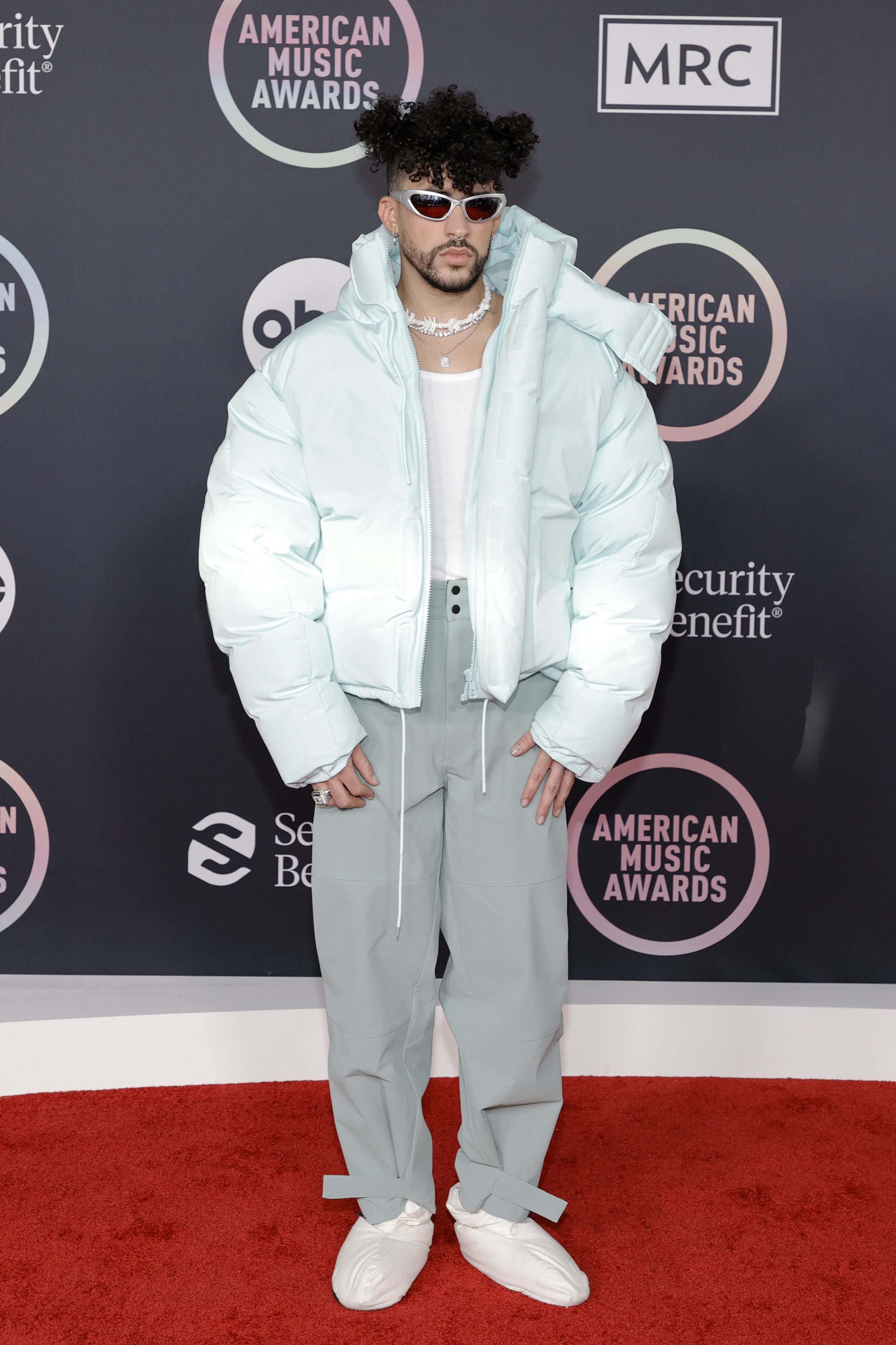 Bad Bunny Bad Bunny attends the 2021 American Music Awards at Microsoft Theater on November 21, 2021 in Los Angeles, California. (Photo by )