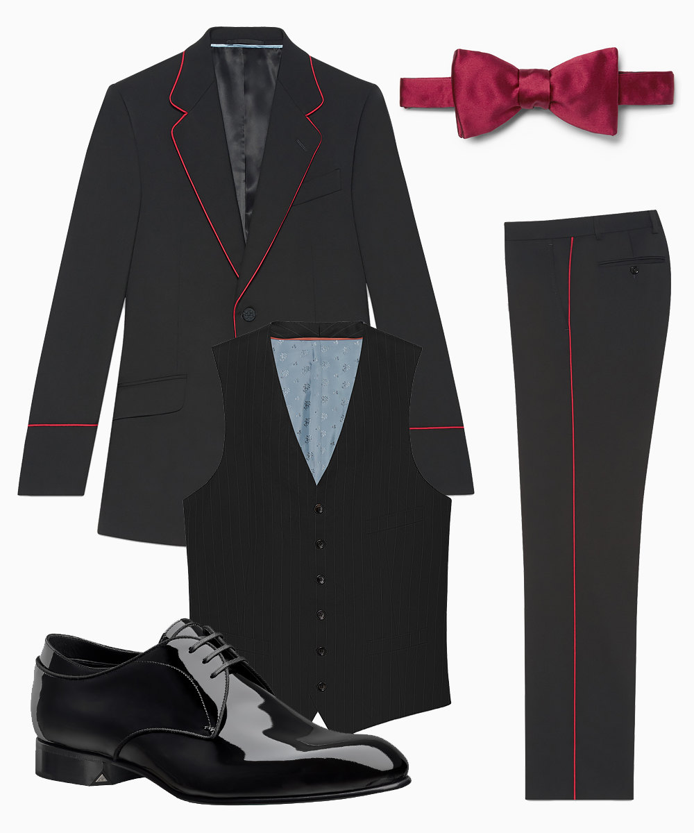 Костюм Gucci, $2900, туфли Dior Homme, цена по запросу, бабочка Favourbrook, 3800 рублей Костюм Gucci, $2900, туфли Dior Homme, цена по запросу, бабочка Favourbrook, 3800 рублей