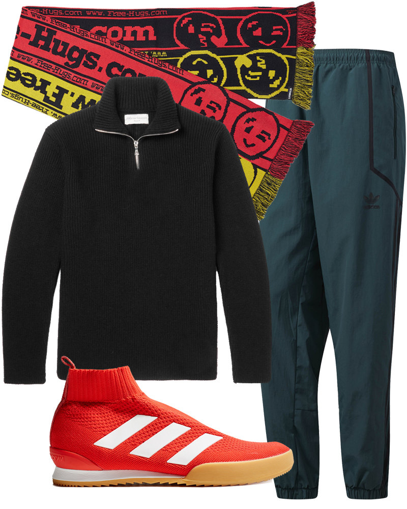Шарф Vetements x Reebok, 46400 рублей, km20.ru, свитер Officine Generale, Officine Generale, Officine Generale, Officine General, Officine Generale, 254, mrporter.com, брюки adidas Originals, 3690 рублей, adidas.ru, кроссовки Гоша Рубчинский x adidas, 19200 рублей, km20.ru Шарф Vetements x Reebok, 46400 рублей, km20.ru, свитер Officine Generale, Officine Generale, Officine Generale, Officine General, Officine Generale, 254, mrporter.com, брюки adidas Originals, 3690 рублей, adidas.ru, кроссовки Гоша Рубчинский x adidas, 19200 рублей, km20.ru