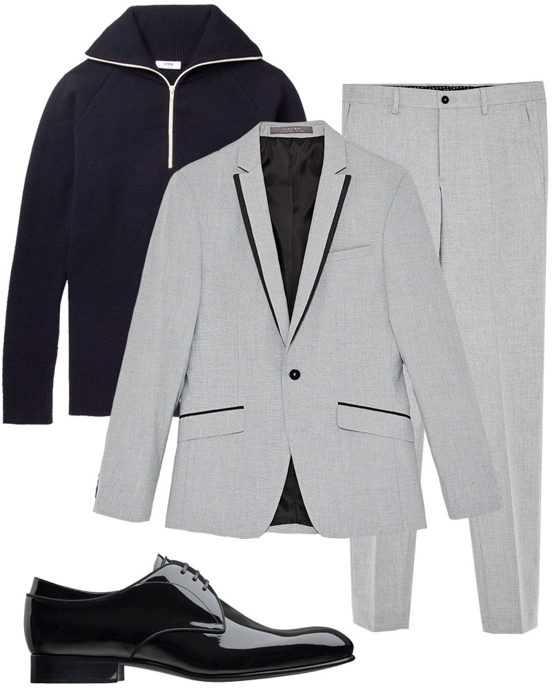 Свитер CMMN SWDN, £170, mrporter.com, костюм Zara Man, 8998 рублей, zara.com, туфли Dior Homme, €650, dior.com Свитер CMMN SWDN, £170, mrporter.com, костюм Zara Man, 8998 рублей, zara.com, туфли Dior Homme, €650, dior.com